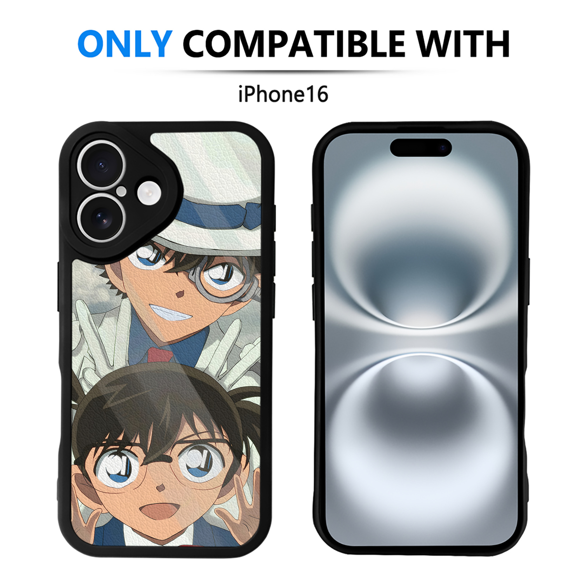 （画像用） 名探偵コナン Detective Conan 【iPhone 16シリーズ対応】シリコンスマホケース（レザー調） 材質：シリコン